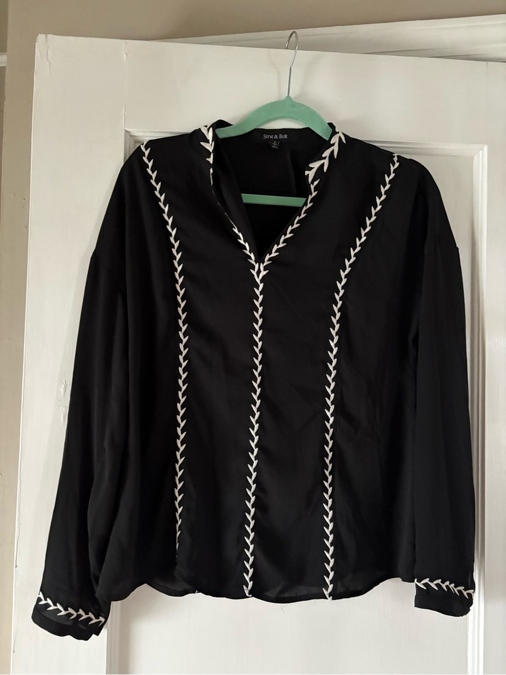 Striped Stitch Black Women's Blouse - Strut & Bolt
